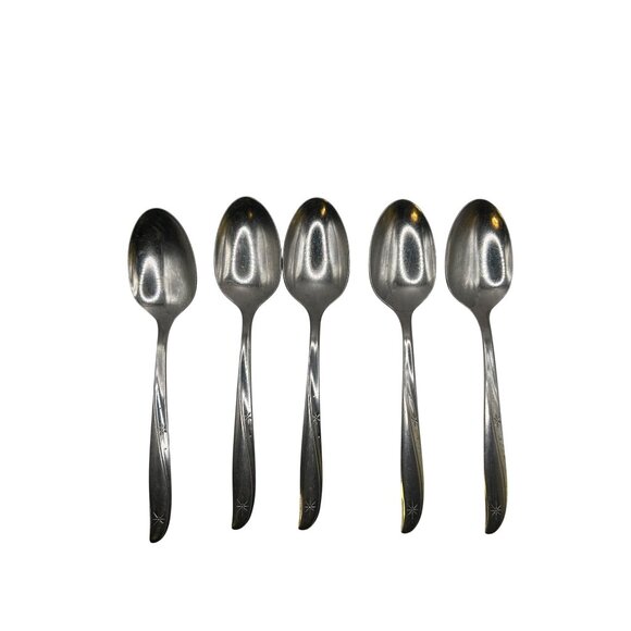 Oneida Twin Star Stainless Steel Teaspoons Set Of 5 flatware silverware glossy - Picture 3 of 5